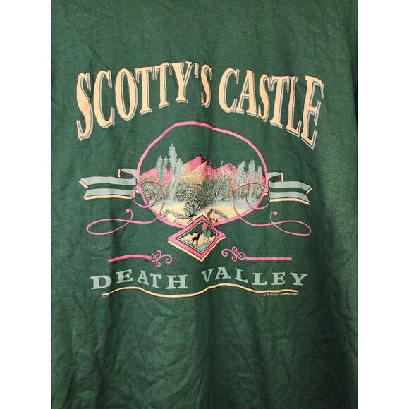 Vintage Death Valley Shirt Jerzees Green Scotty's Castle Graphic 1992 T-Shirt L - Picture 2 of 6